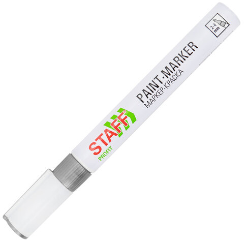 Маркер-краска лаковый (paint marker) 2-4 мм, СЕРЕБРИСТЫЙ, НИТРО-ОСНОВА, STAFF PROFIT, для любых поверхностей, 152580
