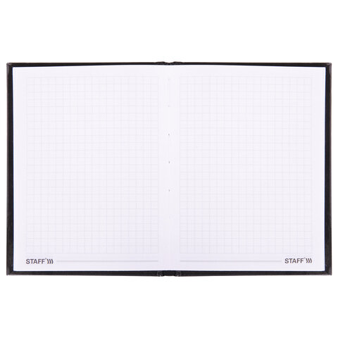 Блокнот МАЛЫЙ ФОРМАТ (110х147 мм), А6, 80 л., твёрдый, клетка, STAFF, "Black", 114435