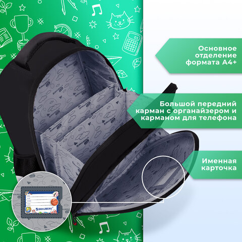 Ранец BRAUBERG KIDS STANDARD, 2 отделения, Terrible fighters, 36х28х14 см, 273146