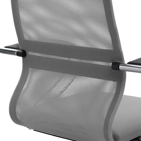 Кресло офисное МЕТТА "SU-B-8" хром, ткань-сетка, сиденье мягкое, светло-серое