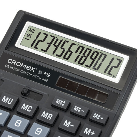 Калькулятор настольный CROMEX (КРОМЕКС) 888 (185x145 мм), 12 разрядов, ЧЕРНЫЙ, 271728