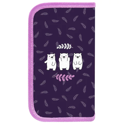 Пенал ПИФАГОР, 2 отделения, ламинированный картон, 19х11 см, "Happy bear", 272246