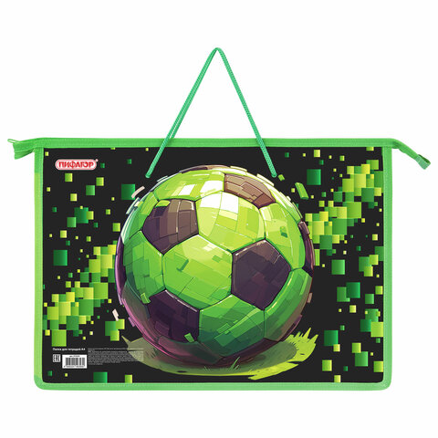 Папка на молнии с ручками ПИФАГОР А4, 1 отделение, пластик, ручки-шнурок, "Offline", 273354