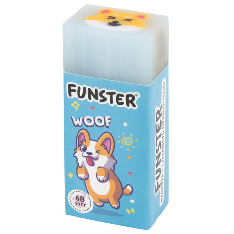 Ластик FUNSTER (ФАНСТЕР) "PETS", 50х21х16 мм, прямоугольный, картонный держатель, экологичный ПВХ, ассорти, 272725