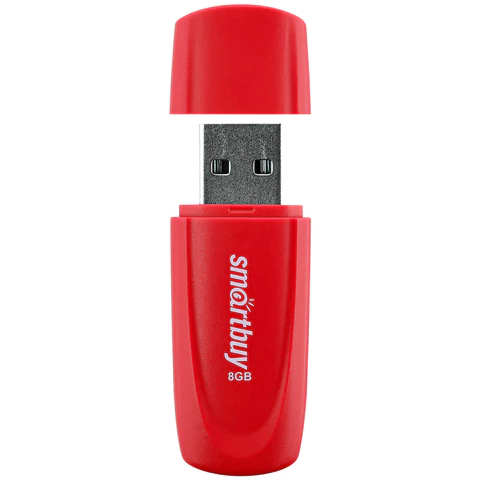 Флеш-диск 8 GB SMARTBUY Scout USB 2.0, красный, SB008GB2SCR