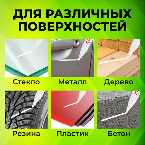 Маркер-краска лаковый (paint marker) 2-4 мм, БЕЛЫЙ, НИТРО-ОСНОВА, STAFF PROFIT, для любых поверхностей, 152577