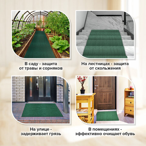 Коврик ДОРОЖКА 0,9х10 м, "ТРАВКА" ЗЕЛЕНЫЙ пластиковый грязезащитный, щетина 10 мм, LAIMA EXPERT, 701071