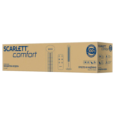 Охладитель воздуха колонный SCARLETT SC-DC111B15, 4 в 1, 3 режима, 75 Вт, бак 3 л, пульт ДУ, белый