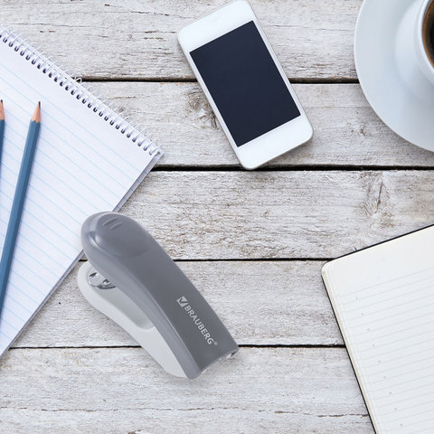 Степлер №24/6, 26/6 BRAUBERG "Original", до 25 листов, серый, 222535