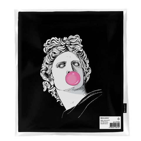 Сумка шоппер BRAUBERG PREMIUM, канвас, 40х35 см, на кнопке, карман, черный, "Aphrodite", 271904