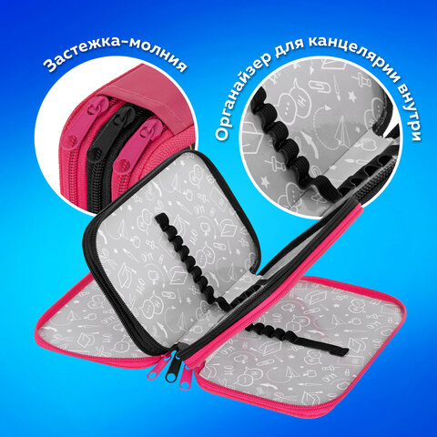 Пенал ПИФАГОР, 3 отделения, ламинированный картон, 19х11 см, "Bears", 273487