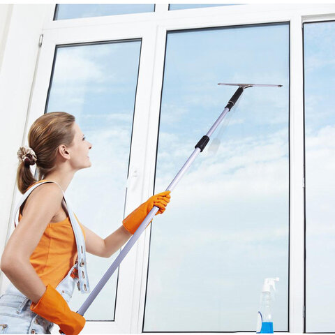 Черенок рукоятка телескопическая 130-240см, алюминий, используется с окномойкой шубкой 601518, со стяжкой 601522, LAIMA PROFESSIONAL, 601515