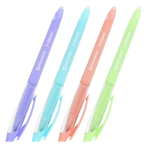 Ручка стираемая гелевая с грипом BRAUBERG X-ERASE PASTEL, СИНЯЯ, узел 0,7 мм, линия 0,35 мм, 143953