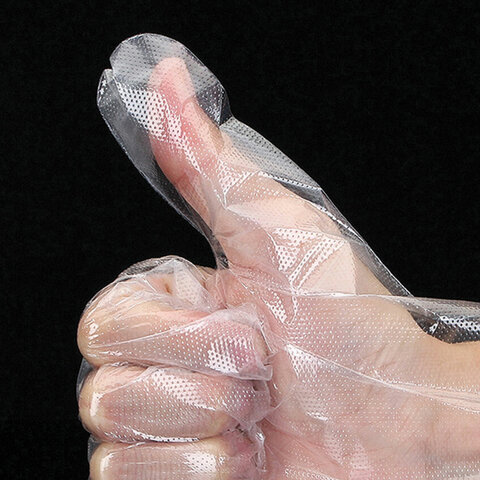 Перчатки полиэтиленовые, КОМПЛЕКТ 50 пар (100 штук), размер М (средний), 6 микрон, LAIMA, 606879