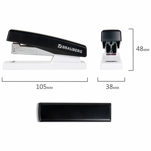 Степлер №24/6, 26/6 BRAUBERG "STYLE", до 25 листов, черный, 272747