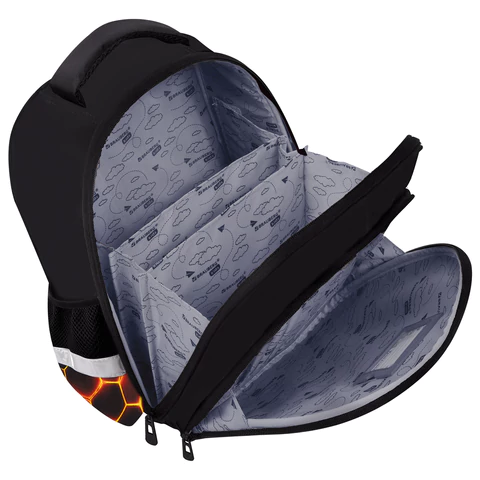 Ранец BRAUBERG KIDS STANDARD, 2 отделения, Fire split, 3D-панель, 36х28х14 см, 273147