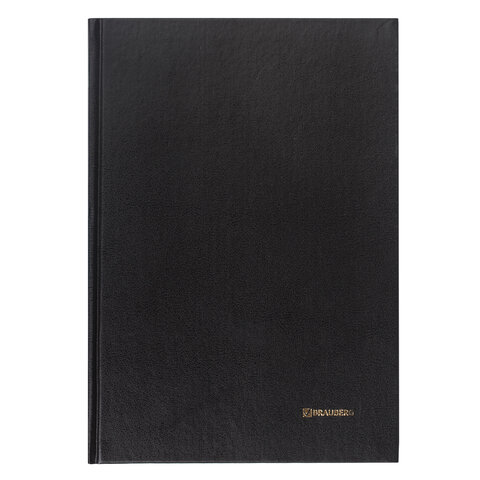 Книга учета 96 л., клетка, твердая, бумвинил, блок офсет, А4 200х290 мм, BRAUBERG, черная, 130223
