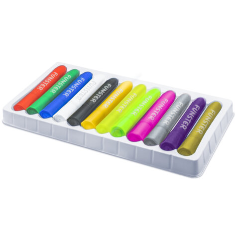 Аквагрим для лица и тела, 12 цветов (6 классических+3 неон+3 метал), 10 трафаретов, FUNSTER, 192575