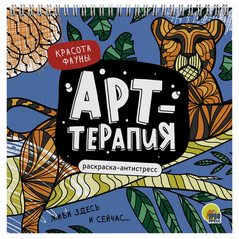 Раскраска-антистресс "АРТ-терапия", АССОРТИ, 215х215 мм, 48 стр., гребень, ПП