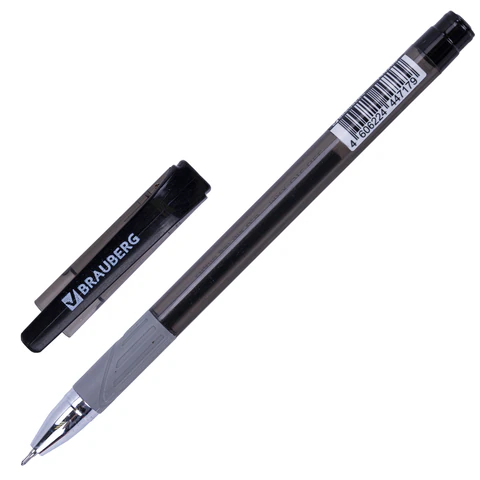 Ручка гелевая с грипом BRAUBERG "Max-Oil Gel", ЧЕРНАЯ, игольчатый узел 0,5 мм, линия письма 0,3 мм, 144260