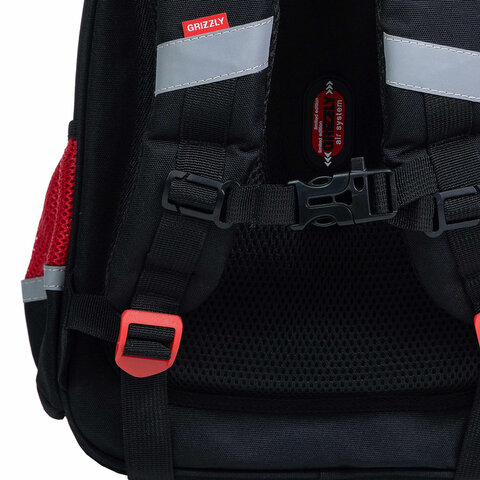 Ранец GRIZZLY анатомическая спинка, c бейджем, для мальчиков, "NIGHT RACE", 36х28х20 см, RAz-287-8/1