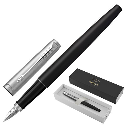 Ручка перьевая PARKER "Jotter Bond Street Black CT", черный, детали нержавеющая сталь, синяя, 2030947