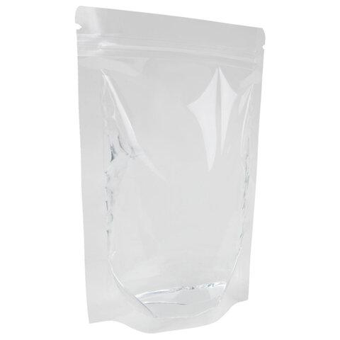 Пакеты дой-пак с замком ZIP LOCK, прозрачные, 200х300 + 50 мм, КОМПЛЕКТ 100 штук, 70 мкм, BRAUBERG, 700700