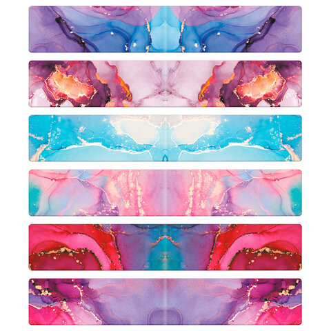 Закладки для книг МАГНИТНЫЕ, "АССОРТИ 5 ДИЗАЙНОВ ABSTRACTION", 6 штук, 60x20 мм, FUNSTER (ФАНСТЕР), 116653