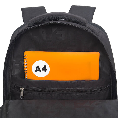 Рюкзак GRIZZLY школьный, анатомическая спинка, 2 отделения, для мальчиков, "BLACK STRIPES", 42х31х22 см, RU-532-1/2