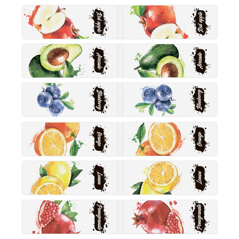 Закладки для книг МАГНИТНЫЕ, "FRUITS", набор 12 шт., 60x20 мм, BRAUBERG, 113173