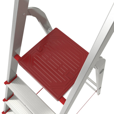 Стремянка алюминиевая 7 стандартных ступеней 9 см, площадка 1,5 м, нагрузка 225 кг, вес 7 кг, НОВАЯ ВЫСОТА, 3110107
