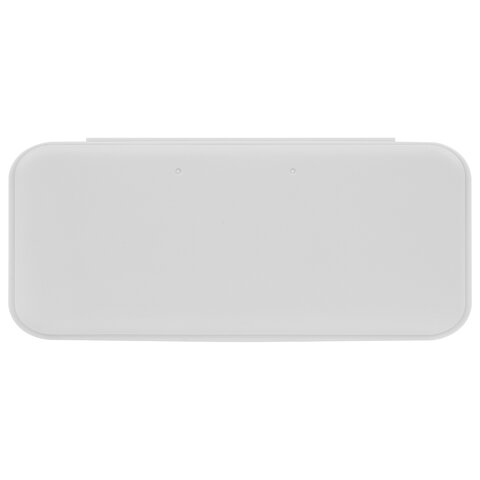 Пенал пластиковый BRAUBERG, серый, С НАКЛЕЙКАМИ, 21х9х3 см, 272273