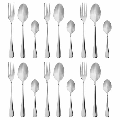 Набор столовых приборов STANDARD 18 шт., 6 персон серебристый нержавеющая сталь, гофрокартон, DASWERK (ДАСВЕРК), 881141, 609074
