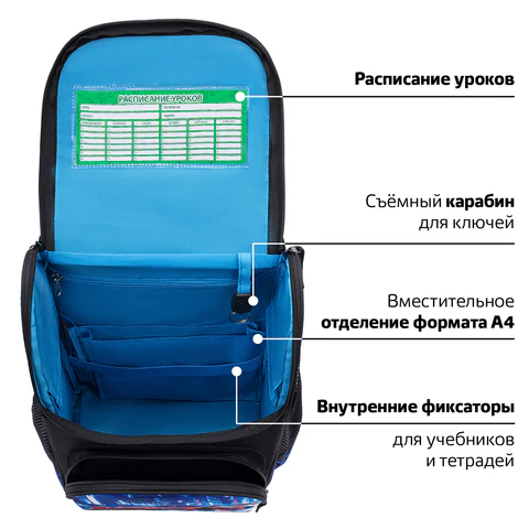 Ранец ПИФАГОР BASIC, 1 отделение, 3 кармана, эргономичная спинка, "Speed rusher", 35х28х18 см, 273141