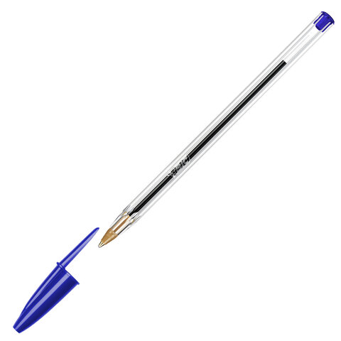 Ручки шариковые BIC "Cristal Original", НАБОР 10 шт., СИНИЕ, узел 1 мм, линия письма 0,32 мм, пакет, 830863