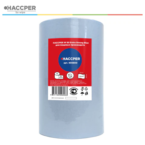 Протирочный нетканый материал HACCPER W 80 Extra Strong Blue, 400 листов, 32х30 см, 56 г/м2, 930800