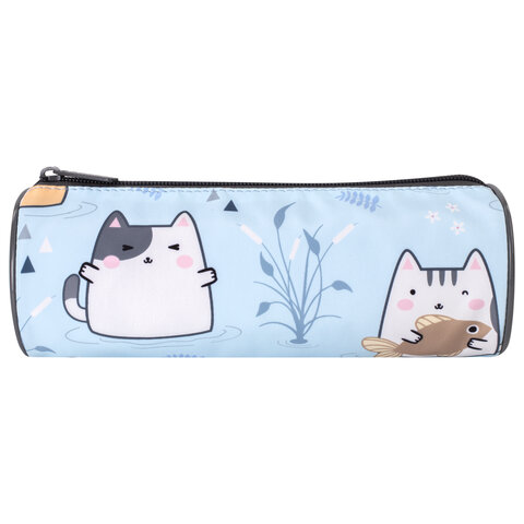 Пенал-тубус BRAUBERG, с эффектом SOFT TOUCH, полиэстер, "Funny cats", 22х8 см, 270060