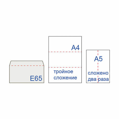 Конверты маркированные ПОЧТА РОССИИ "литера А", E65 (110х220 мм), отрывная лента "Куда-Кому", 80 г/м2, КОМПЛЕКТ 50 шт., 881005