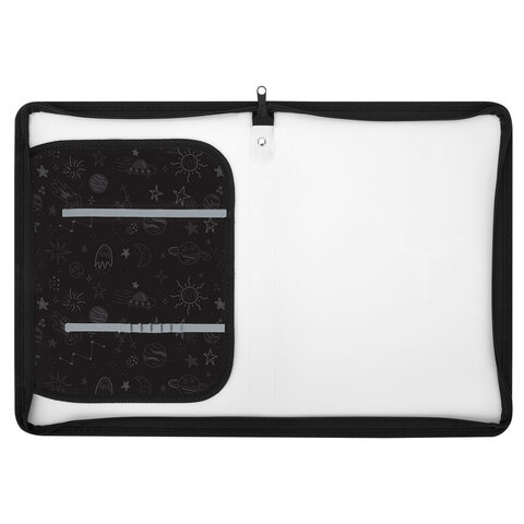 Папка для труда на молнии ЮНЛАНДИЯ А4, 1 отделение, откидная планка, органайзер, "Space driver", 273396