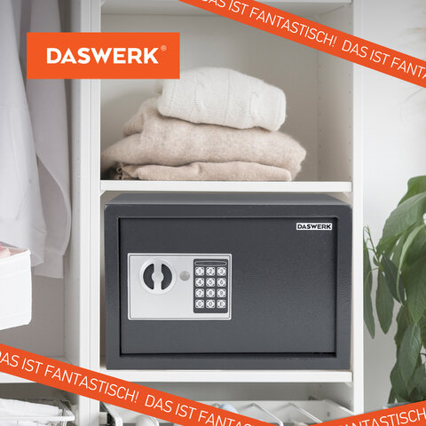 Сейф мебельный DASWERK (ДАСВЕРК) SC-250EL (250х350х250 мм), электронный замок, графит, 291343