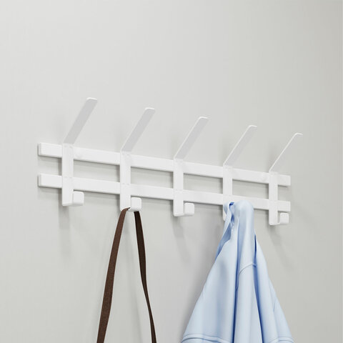 Вешалка настенная "Торонто-5", 168х580х85 мм, 5 крючков, металл, белая, ВНТ5 Б