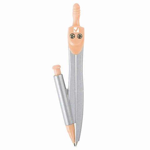 Готовальня BRAUBERG SCHOOL KIT, 9 предметов, циркуль 125 мм, чертежные принадлежности, персиковый цвет, 210715