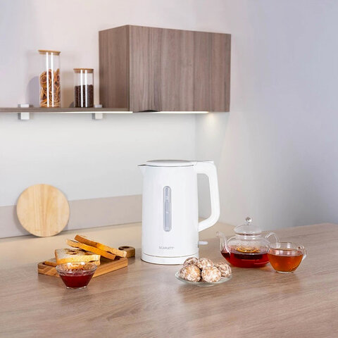 Чайник SCARLETT SC-EK21S31, 1,5 л, 2200 Вт, закрытый нагревательный элемент, двойные стенки, белый