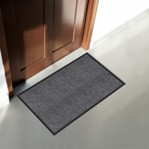 Коврик придверный 80х120 см, СЕРЫЙ, влаго-грязезащитный, 450 г/м2, ребристый, PRIMILA (ПРИМИЛА) EXTRA, 701025