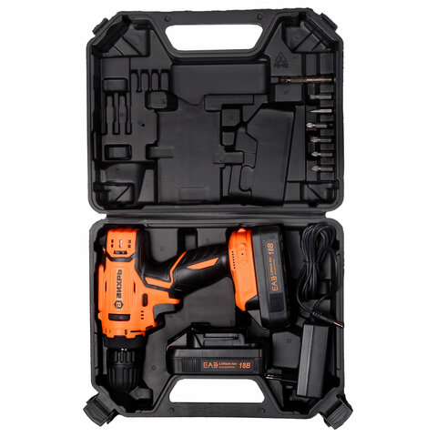 Дрель-шуруповерт безударная АККУМУЛЯТОРНАЯ, с двумя аккумуляторами 2 Ач, 18 В, ВИХРЬ ДА-18Л-2К, 72/14/9