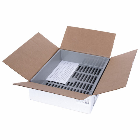 Лотки горизонтальные для бумаг, КОМПЛЕКТ 3 шт., 340х270х70 мм, серый, BRAUBERG "Office", 237256