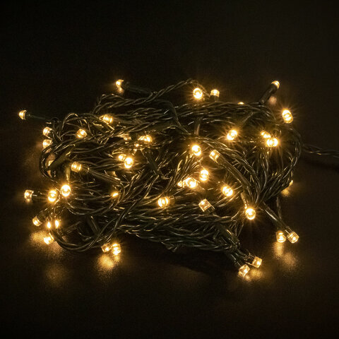Электрогирлянда-нить комнатная "Стандарт" 5 м, 50 LED, теплый белый свет, 220 V, контроллер, ЗОЛОТАЯ СКАЗКА, 591343