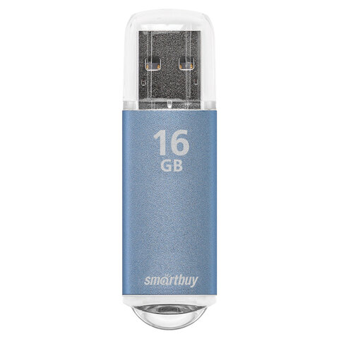 Флеш-диск 16 GB, SMARTBUY V-Cut, USB 2.0, металлический корпус, синий, SB16GBVC-B