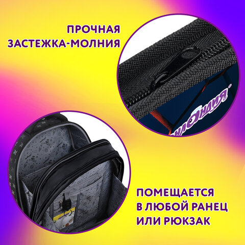 Папка для тетрадей ЮНЛАНДИЯ А4, 1 отделение, пластик, на молнии, "Volcano split", 273350