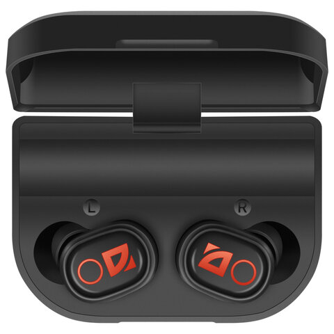 Наушники с микрофоном (гарнитура) DEFENDER TWINS 639, Bluetooth, беспроводные, черные, 63639